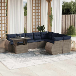 Conjunto de sofá de jardim com 10 peças e almofadas em rattan sintético cinza