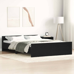 Estrutura de cama sem colchão, carvalho preto, 135x190 cm, madeira engenheirada