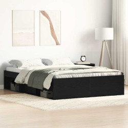 Estrutura de cama sem colchão, carvalho preto, 140x190 cm, madeira engenheirada
