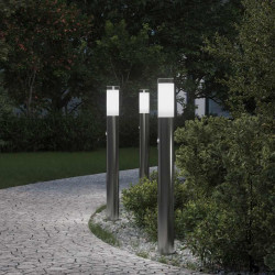 Luminárias de balizamento com sensor, 3 peças, 80 cm, aço inoxidável, IP44