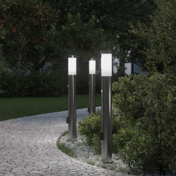 Luminárias de balizador com sensor e tomada, 3 peças, 80 cm, aço inoxidável, IP44