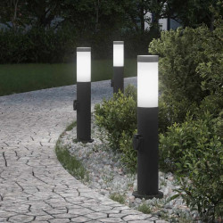 Luminárias de balizador com tomada, 3 peças, 50 cm, aço inoxidável, IP44