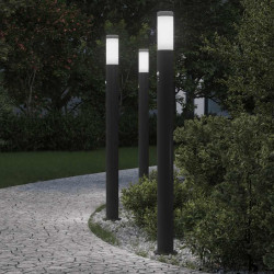 Luminárias de balizamento com sensor, 3 unidades, 110 cm, aço inoxidável, IP44