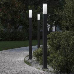 Luminárias de poste, 3 unidades, 110 cm, pretas, IP44