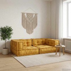 Sofá modular de 2 lugares, amarelo, 140x70x36, tecido