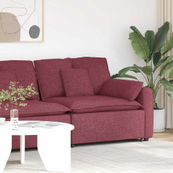 Módulo de extremidade de apoio de braço para sofá modular com almofadas, vermelho vinho, 100 cm