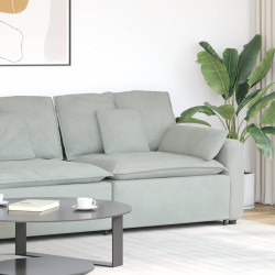 Módulo de extremidade de apoio de braço para sofá modular com almofadas, cinza claro, 100 cm
