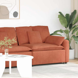 Módulo de extremidade de apoio de braço para sofá modular com almofadas, vermelho e laranja, 100 cm