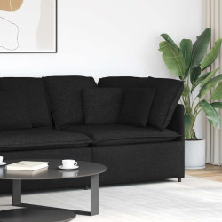 Módulo de canto para sofá modular com almofadas, preto, 100 cm