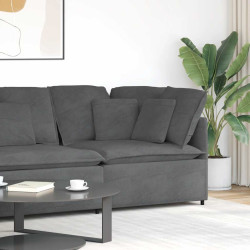 Módulo de canto para sofá modular com almofadas, cinza escuro, 100 cm
