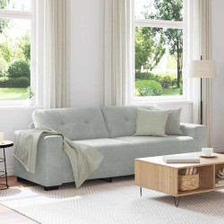 Sofá de 3 lugares cinza claro 220x78x80 cm em veludo