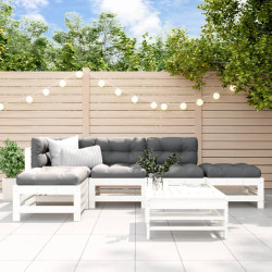 6 Pcs conjunto lounge de jardim pinho maciço branco