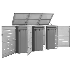 Abrigo triplo para caixotes do lixo 207x77,5x115 cm aço inox