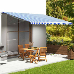 Tecido de substituição para toldo azul e branco 500x350 cm poliéster