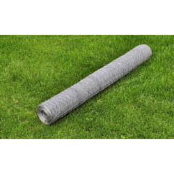 Rede de arame p/ galinheiro 25x0,5 m aço galvanizado prateado