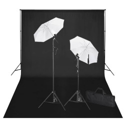 Kit de estúdio com fundo preto 600x300 cm e luzes