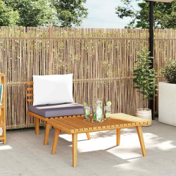 2 Pcs conjunto lounge de jardim c/ almofadões acácia maciça
