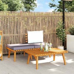 3 Pcs conjunto lounge de jardim c/ almofadões acácia maciça