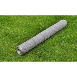 Rede de arame p/ galinheiro 25x0,75 m aço galvanizado prateado