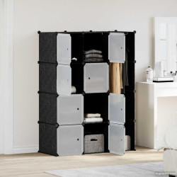 Armário plástico modular 9 gavetas 109x36,5x143 cm preto branco
