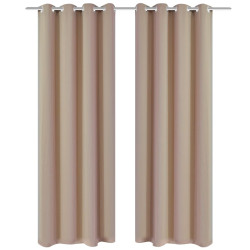 Cortinas opacas com anéis metálicos, 2 peças,135 x 245 cm, creme