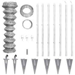 Cerca de arame com postes/espetos 15x1 m aço galvanizado