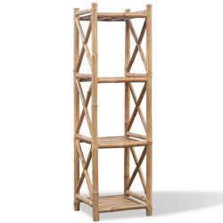 Estante de bambu quadrada com 4 prateleiras
