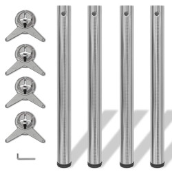 4 Pernas de mesa, altura ajustável, níquel escovado 710 mm
