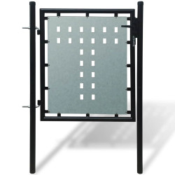 Portão de cerca de porta única preto 100x100 cm