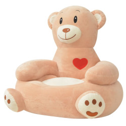 Cadeira em pelúcia infantil, urso, castanho