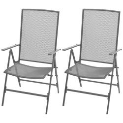 Cadeiras de jardim empilháveis 2 pcs aço cinzento