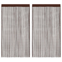 Cortinas de fios 2 pcs 140x250 cm castanho