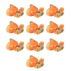 Cintas fixação c/ roquete 10 pcs 0,4 toneladas 6mx25mm laranja