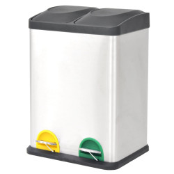 Caixote do lixo para reciclagem com pedais 36 l aço inoxidável