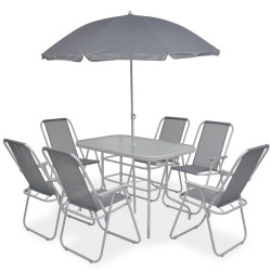 8Pcs conjunto de jantar para jardim textilene cinzento