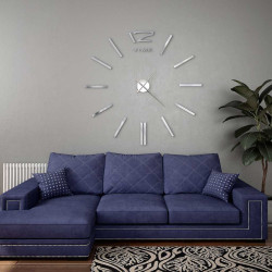 Relógio de parede 3d com design moderno 100 cm xxl prateado