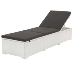 Espreguiçadeira com almofadão vime PE branco