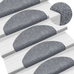 Tapetes de escada autoadesivos 15 peças 65x21x4 cm cinza claro semicircular grande