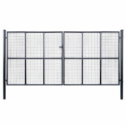 Portão de jardim em tela de aço galvanizado 400x200 cm cinza