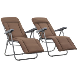 Cadeiras de jardim dobráveis com almofadões 2 pcs castanho