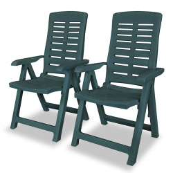 Cadeiras de jardim reclináveis 2 pcs plástico verde