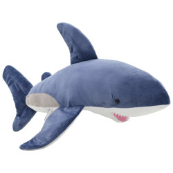 Tubarão branco de peluche azul e branco