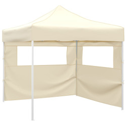 Tenda dobrável com 2 paredes 291x291x315 cm creme