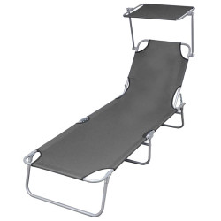 Espreguiçadeira com toldo aço cinzento