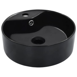 Lavatório com extravasamento 36x13 cm cerâmica preto