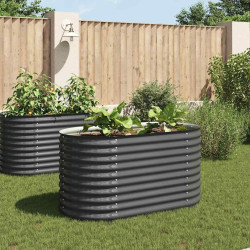 Canteiro elevado de jardim aço galvanizado 160x80x81cm cinzento