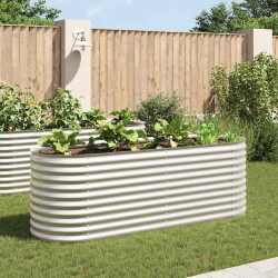 Canteiro elevado de jardim aço galvanizado 240x80x81cm prateado