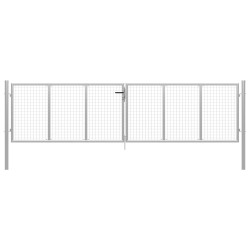 Portão de jardim em aço galvanizado 400 x 100 cm cor prata