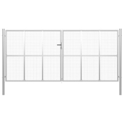 Portão de jardim em aço galvanizado 400x200 cm cor prata
