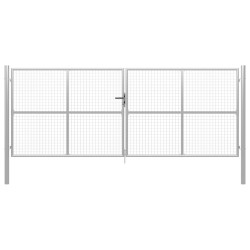 Portão de jardim em aço galvanizado 400 x 150 cm cor prata